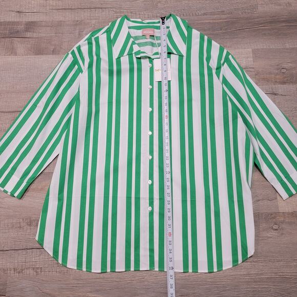 NWT Show Me Your Mumu Womens Plus Size 2X Berman Button Up Shirt Green Striped - Picture 8 of 10